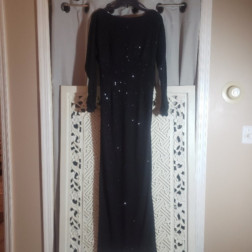 VINCE CAMUTO LONG BLACK SEQUIN DRESS/GOWN-COWL BACK